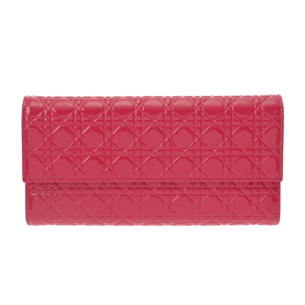 CHRISTIAN DIOR Lady Pink Enamel Long Wallet